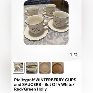 Pfaltzgraff Winterberry Mug Set - White with Red and Green Accents